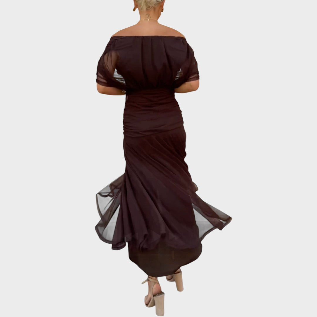 Women's V-Neck Long Sleeve Midi Dress