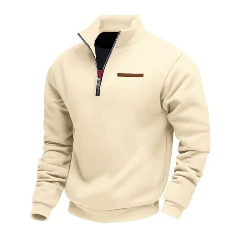 Men's Casual Fleece Sweatshirt - Beige