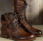 Women's Soft-Lined Flexible Fit Leather Boots - Dark Brown