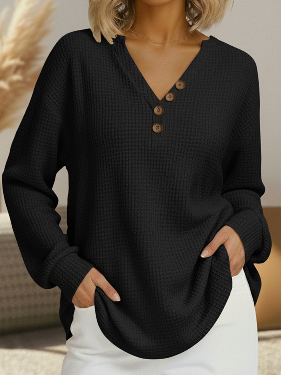 Women's Solid V-Neck Knit Sweater