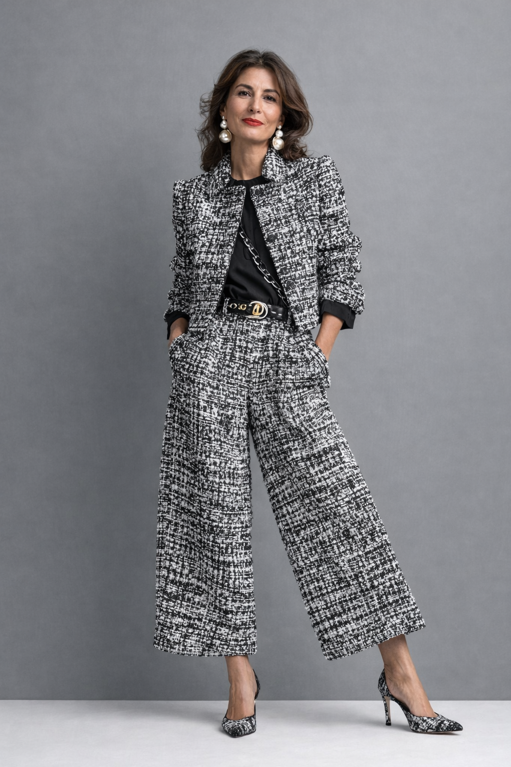Women's Sophisticated Versatile Two-Piece Set - Black