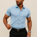 Men's Slim Fit Short Sleeve Dress Shirt - Royal Blue