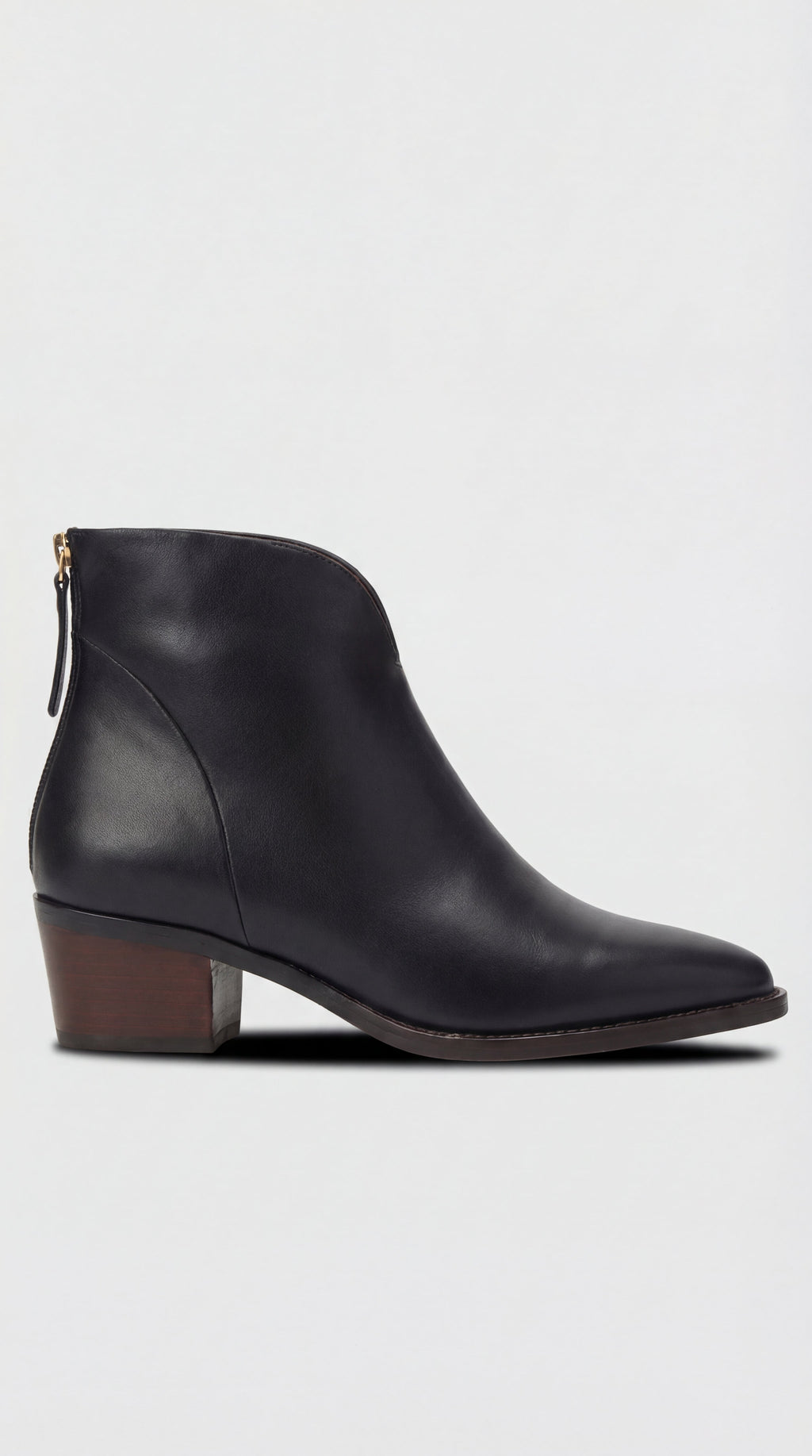Women's Low Heel Ankle Boots - Black