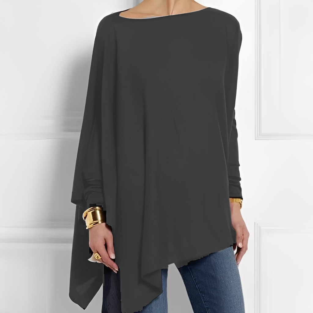 Women's Loose Long Sleeve Blouse - Gray