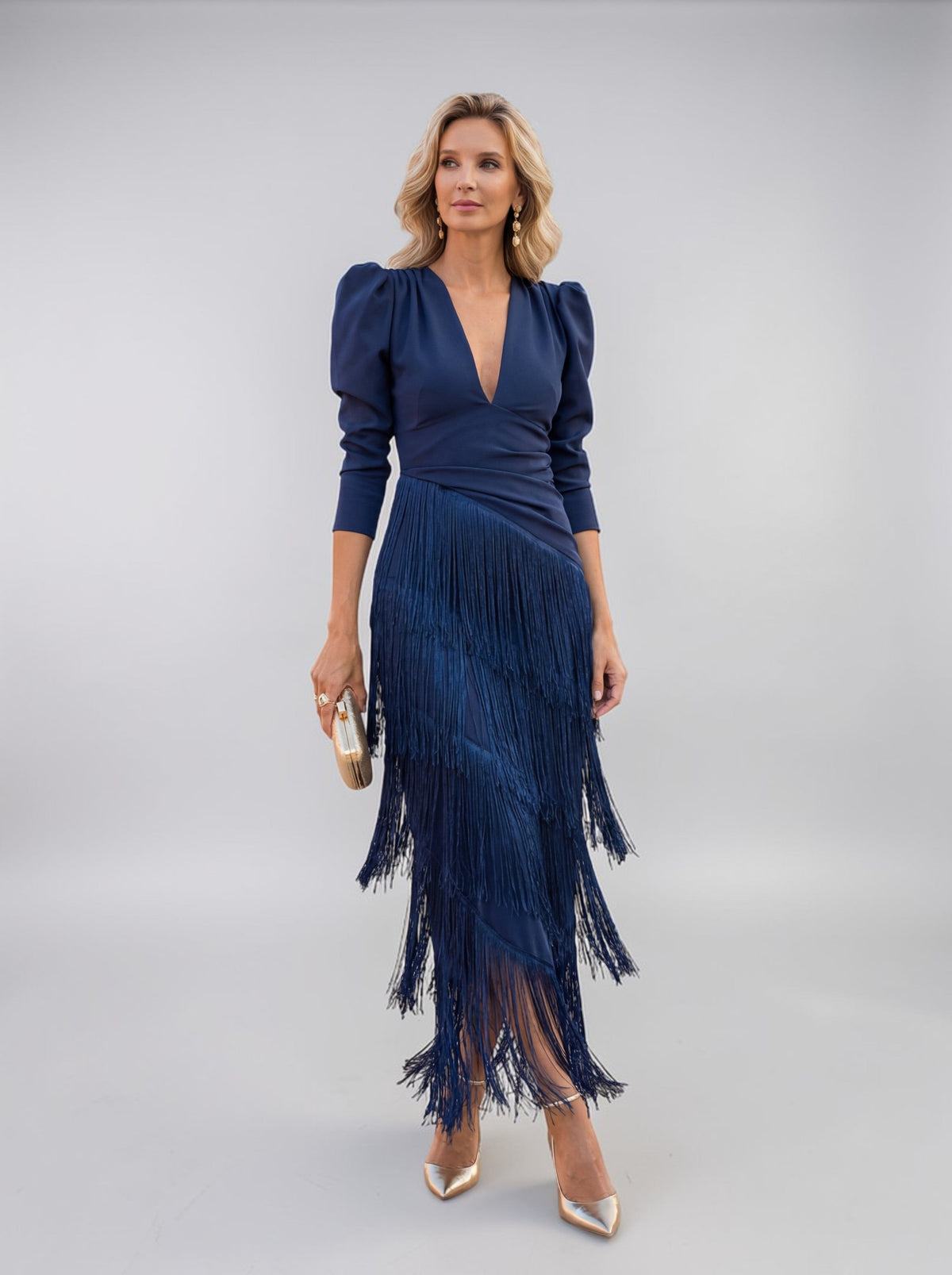 Women's Elegant Fringe Sleeve Dress for Fall