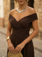 Women's Elegant Long Bridesmaid Dress for Fall