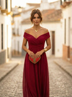 Women's Elegant Long Bridesmaid Dress for Fall
