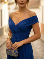 Women's Elegant Long Bridesmaid Dress for Fall