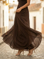Women's Elegant Long Bridesmaid Dress for Fall