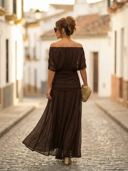 Women's Elegant Long Bridesmaid Dress for Fall