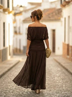 Women's Elegant Long Bridesmaid Dress for Fall