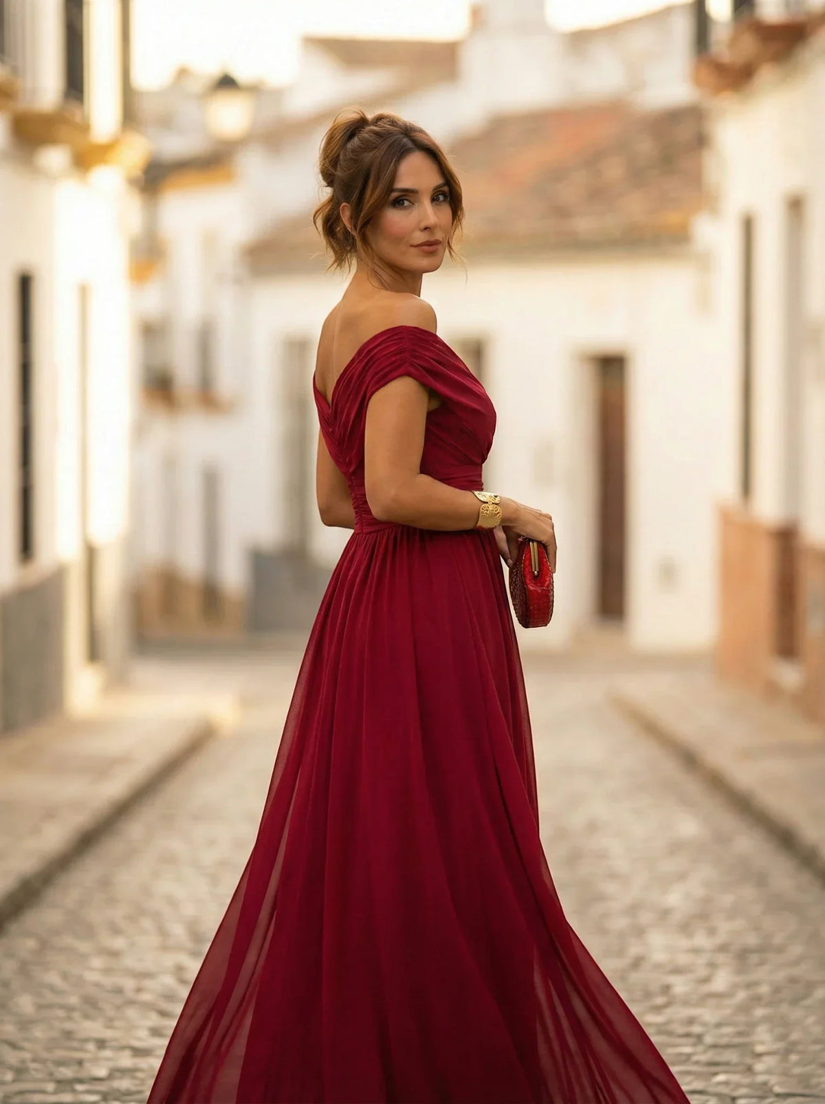 Women's Elegant Long Bridesmaid Dress for Fall
