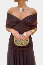 Women's Elegant Off-Shoulder Wedding Guest Maxi Dress