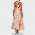 Women's Elegant Watercolor Print Wedding Guest Dress