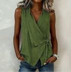 Women's Sleeveless Blouse - Khaki Green