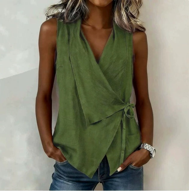 Women's Sleeveless Blouse - Khaki Green