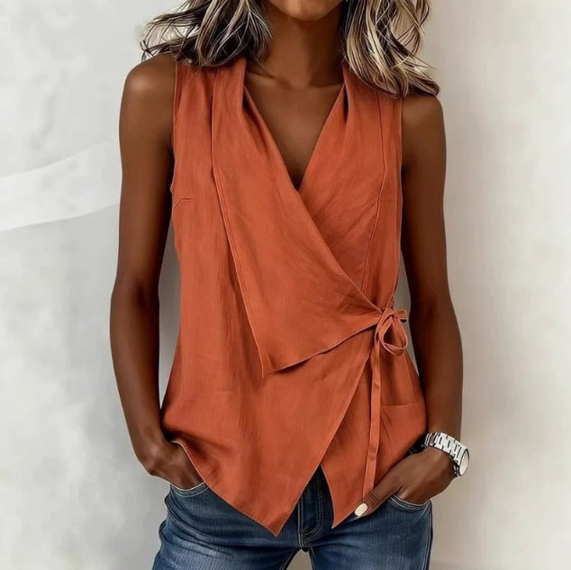 Women's Sleeveless Blouse - Orange