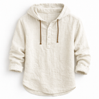 Men's Hooded Linen Shirt - White