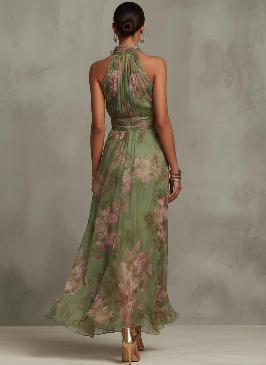 Women's Elegant Floral Print Fall Dress