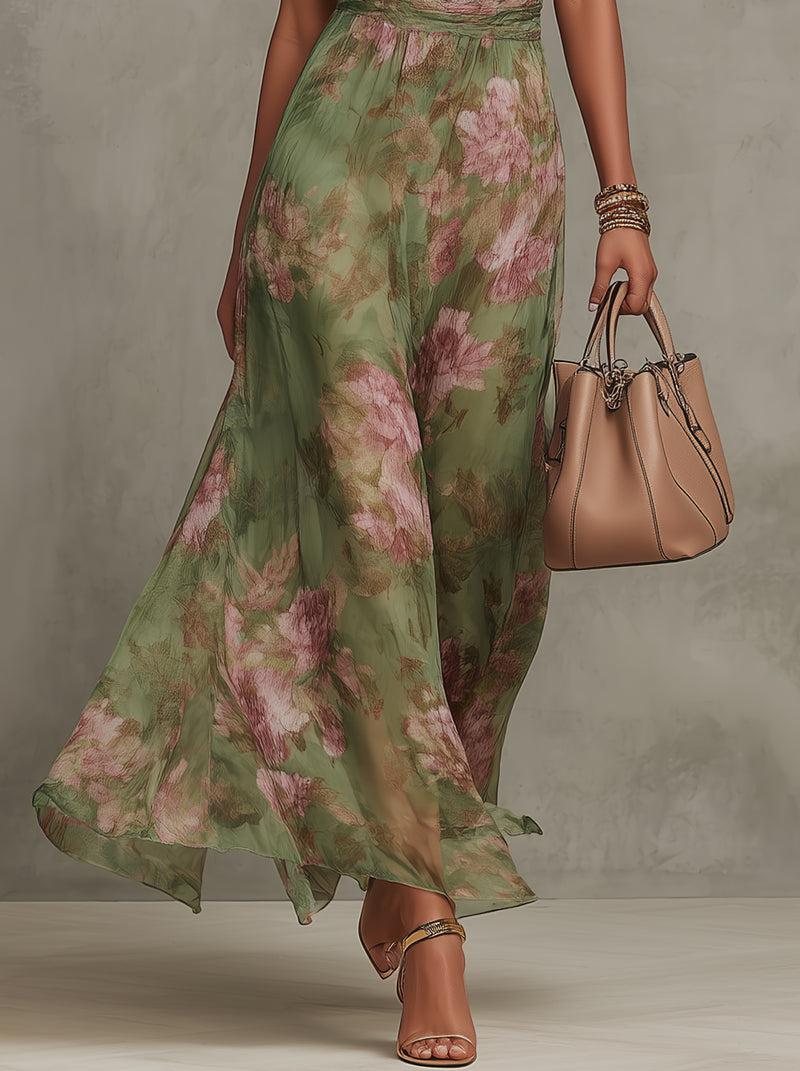 Women's Elegant Floral Print Fall Dress