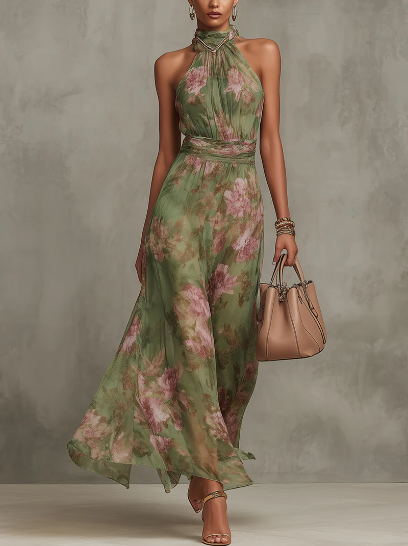 Women's Elegant Floral Print Fall Dress
