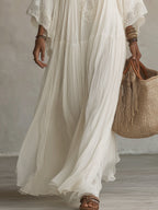 Women's White Boho Maxi Dress