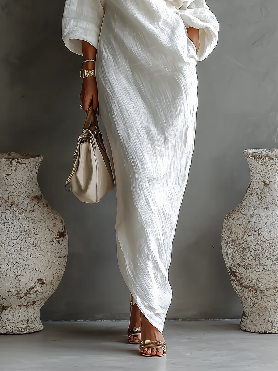 Women's Elegant Flowing One-Shoulder Maxi Dress