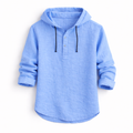 Men's Hooded Linen Shirt - Blue