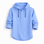Men's Hooded Linen Shirt - Blue