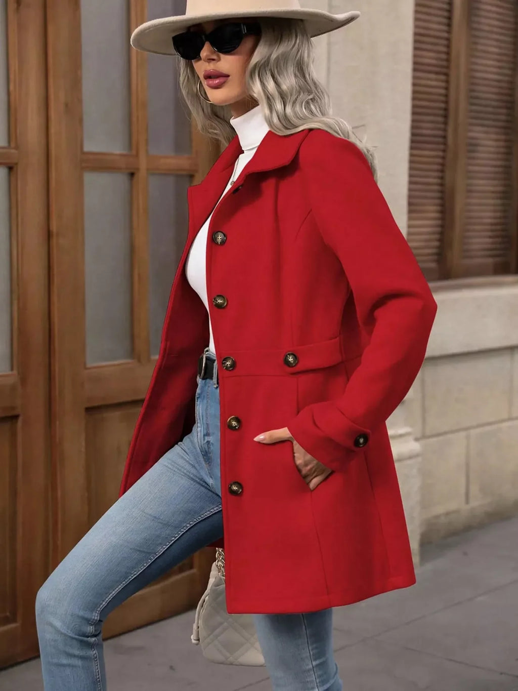 Women's Casual Long Sleeve Button-Up Jacket