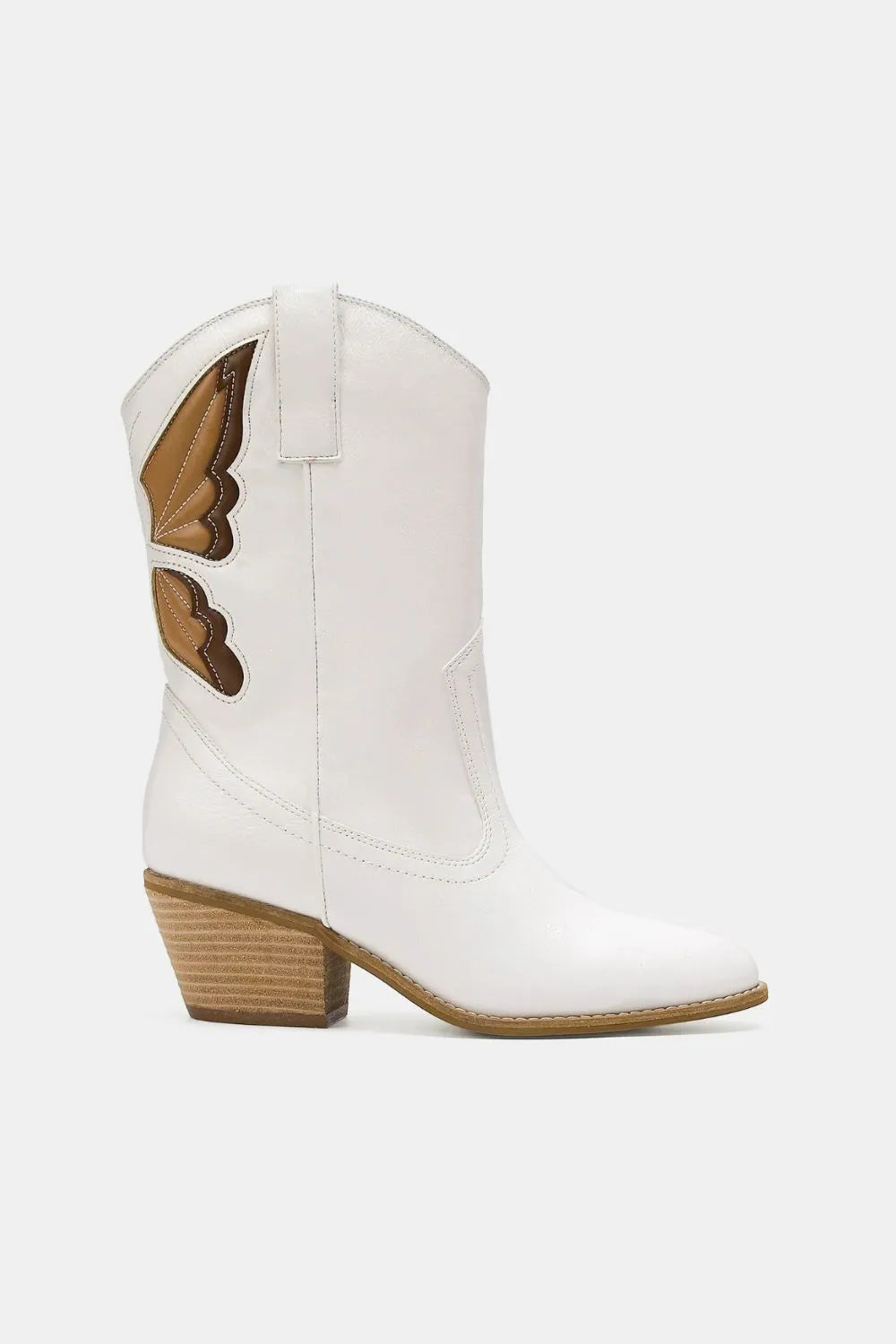 Women's Pointed-Toe Boots with Butterfly Detail - White