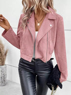 Women's Cropped Zip-Up Jacket - Pink
