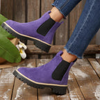 Women's Comfortable Block Heel Round Toe Ankle Boots for Fall and Winter