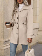 Women's Elegant Long Button-Up Coat