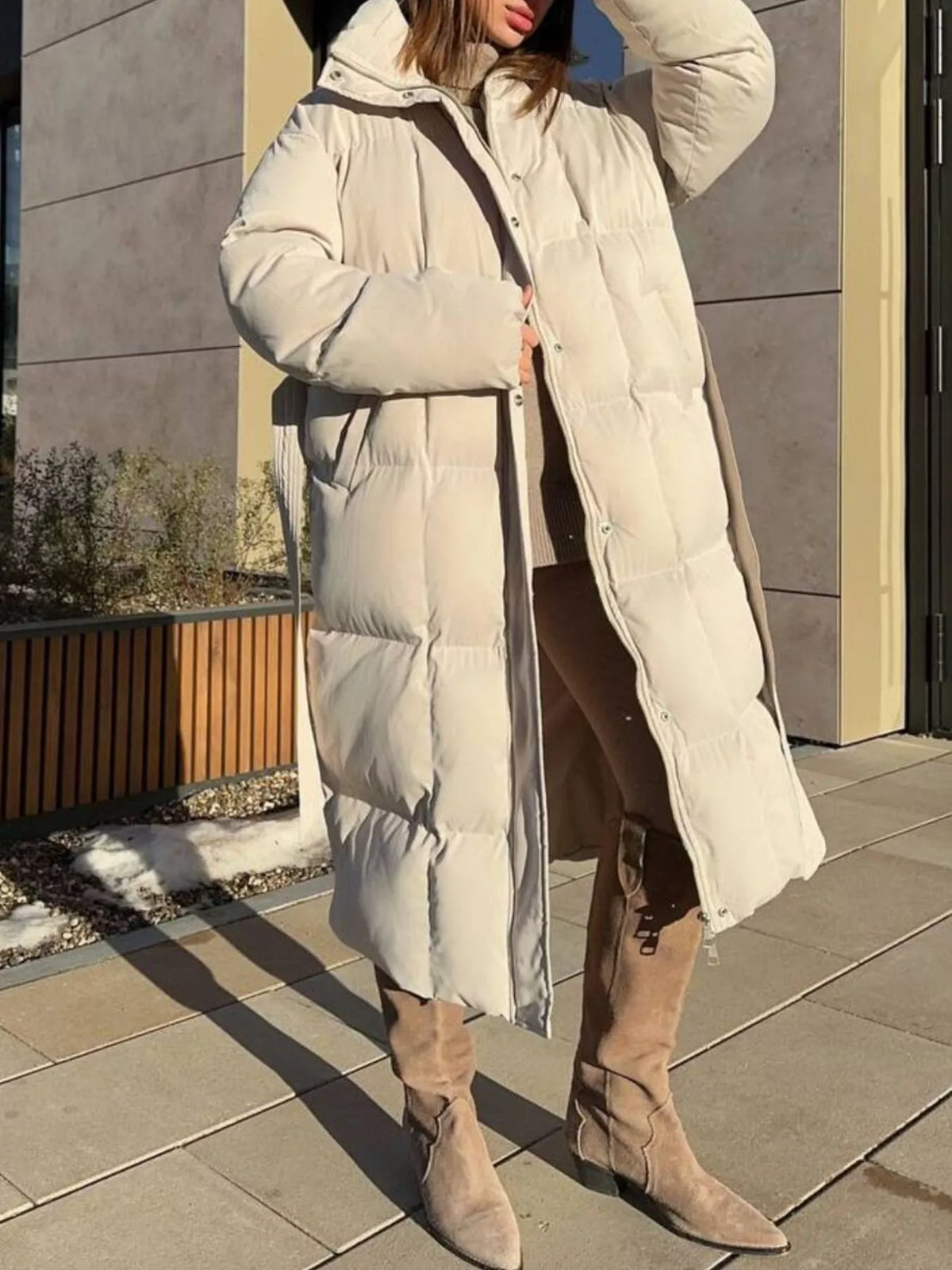 Women's Long Belted Puffer Coat