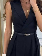 Women's Solid Sleeveless Wrap Romper