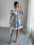 Women's Printed Button-Front Mini Dress