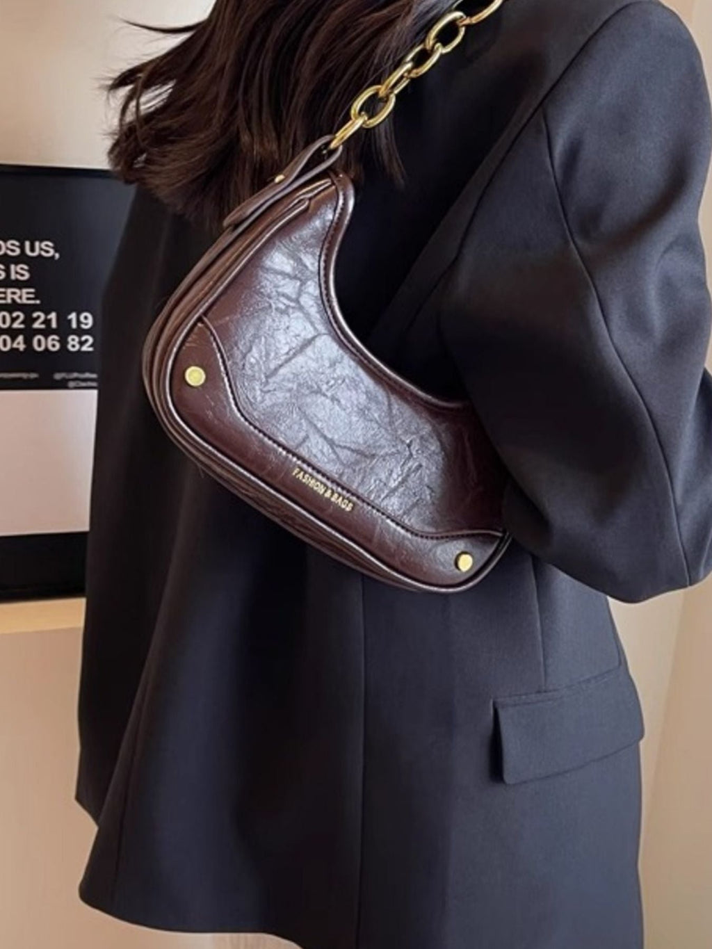 Women's Shoulder Bag with Chain Detail