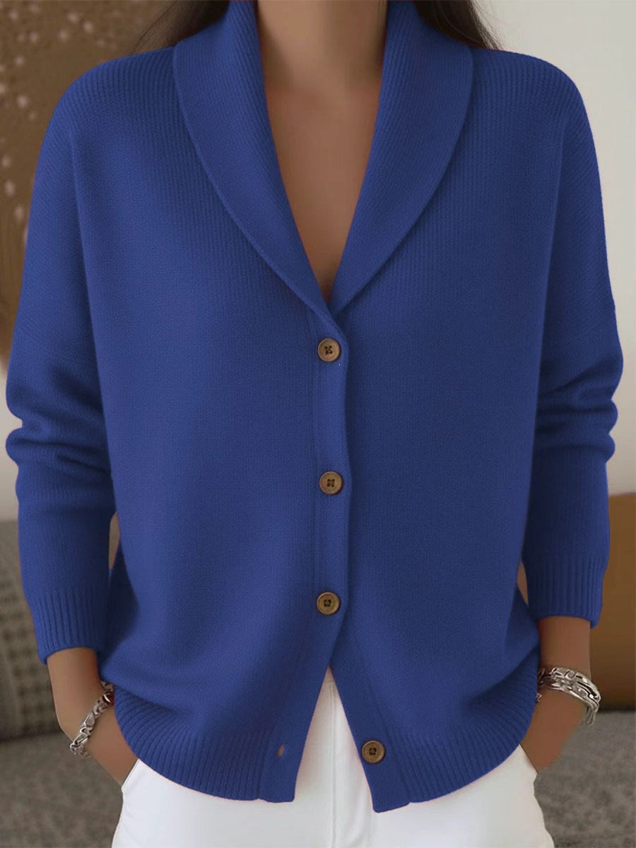 Women's Soft Knit Lapel Cardigan - Blue