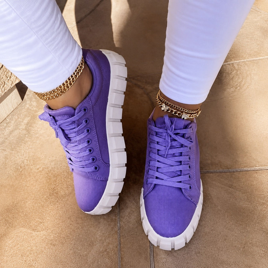 Women's Comfortable Athletic Sneakers - Lilac/White
