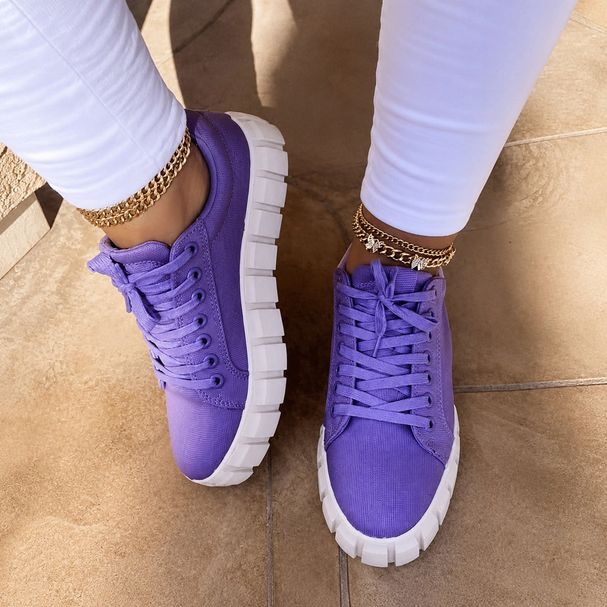 Women's Comfortable Athletic Sneakers - Lilac/White