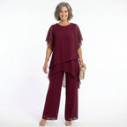 Women's Elegant Asymmetric Tunic Set for Special Occasions - Red