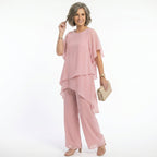 Women's Elegant Asymmetric Tunic Set for Special Occasions - Light Pink