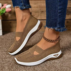 Women's Breathable Slip-On Sneakers with Cushioned Sole - Khaki