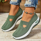Women's Breathable Slip-On Sneakers with Cushioned Sole - Green