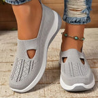 Women's Breathable Slip-On Sneakers with Cushioned Sole - Gray