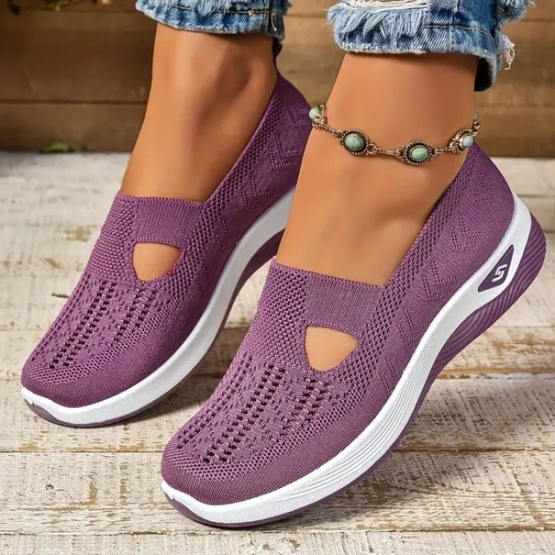 Women's Breathable Slip-On Sneakers with Cushioned Sole - Purple