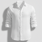 Men's Long Sleeve Open Collar Linen Shirt - White