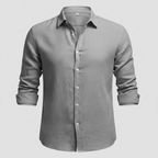 Men's Long Sleeve Open Collar Linen Shirt - Gray