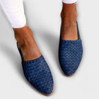 Women's Woven Open-Heel Loafer Mules - Blue